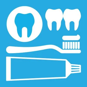 Toothbrush, toothpaste and tooth icon Illustrazione stock