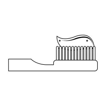 Toothbrush with toothpaste black and white Stockillustratie