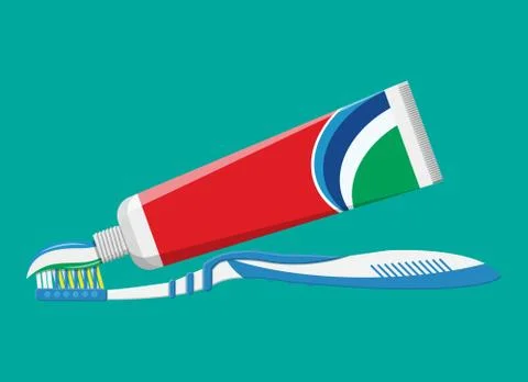Toothbrush, toothpaste. Brushing teeth. Ilustración de archivo