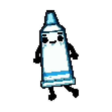 Toothbrush toothpaste character pixel art vector illustration Stock Illustration