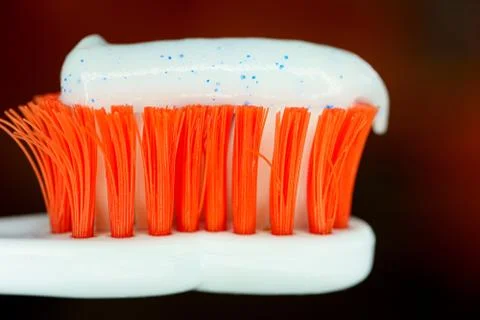 Toothbrush with toothpaste. Close up and macro view Foto stock