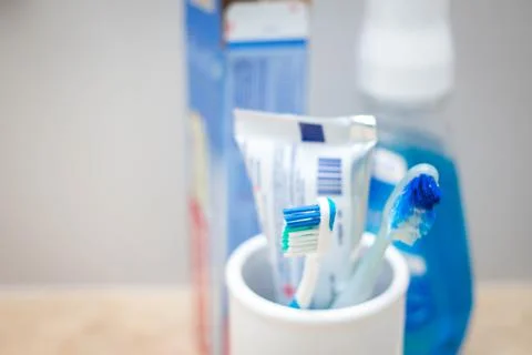 Toothbrush With Toothpaste Close-Up Stock Photos