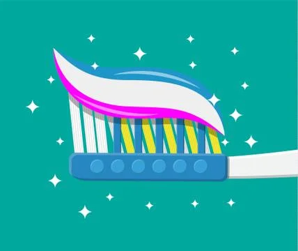 Toothbrush, toothpaste. Flat style Stock Illustration
