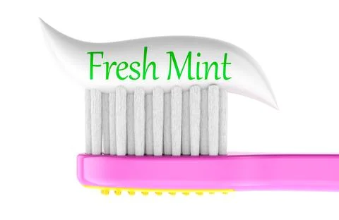 Toothbrush with toothpaste Fresh Mint. 3D rendering Stock Illustration