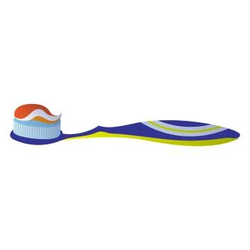 Toothbrush with toothpaste icon, cartoon style Illustrazione stock
