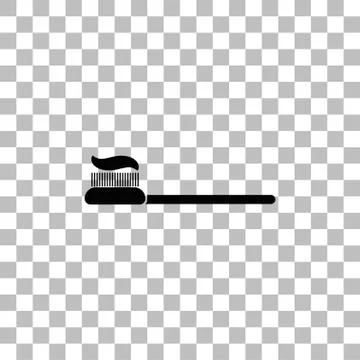 Toothbrush with Toothpaste icon flat Stock Illustration