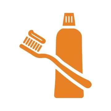 Toothbrush, toothpaste icon. Orange color vector EPS. 스톡 일러스트