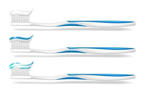 Toothbrush with toothpaste isolated. Mockup tooth brush for dental care poster Stock Illustration