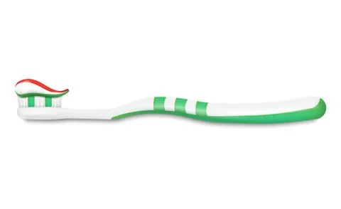 Toothbrush with toothpaste isolated on white background. Vector illustration. Stock Illustration