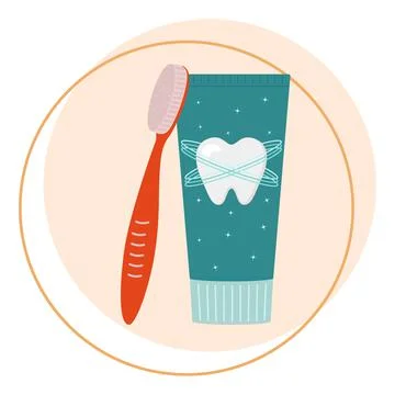 Toothbrush with toothpaste isolated on white background. Dental tools Stock Illustration