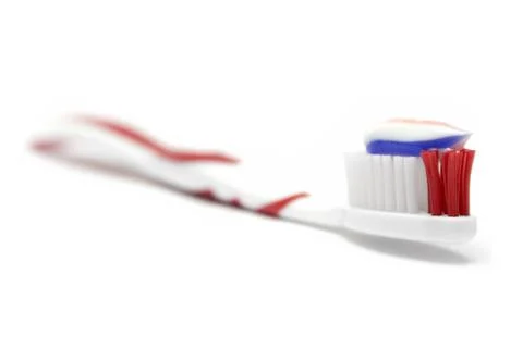 Toothbrush with Toothpaste Isolated on a White Background Foto stock