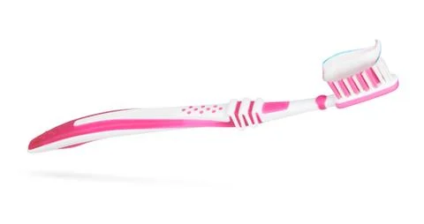 Toothbrush with toothpaste isolated on white Stock Photos