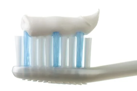 Toothbrush with Toothpaste Isolated on White Stock Photos