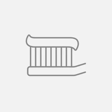Toothbrush with toothpaste line icon Stock Illustration