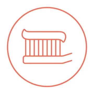 Toothbrush with toothpaste line icon Stock Illustration