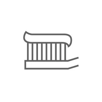 Toothbrush with toothpaste line icon Stock Illustration