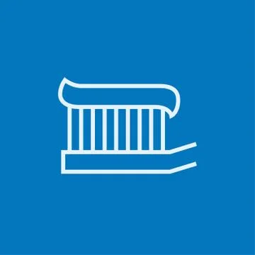 Toothbrush with toothpaste line icon Stock Illustration
