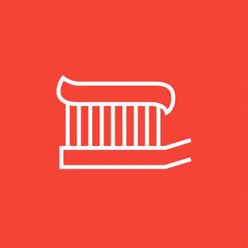Toothbrush with toothpaste line icon Stock Illustration