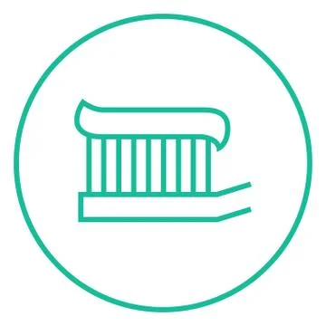 Toothbrush with toothpaste line icon Stock Illustration