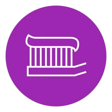 Toothbrush with toothpaste line icon Stock Illustration