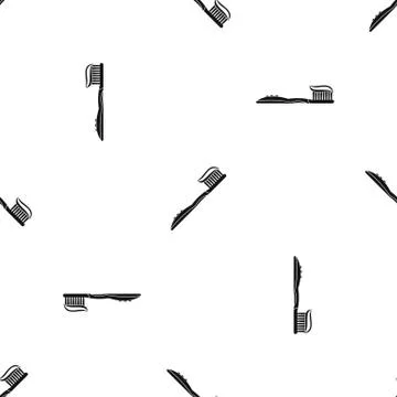 Toothbrush with toothpaste pattern seamless black Illustrazione stock