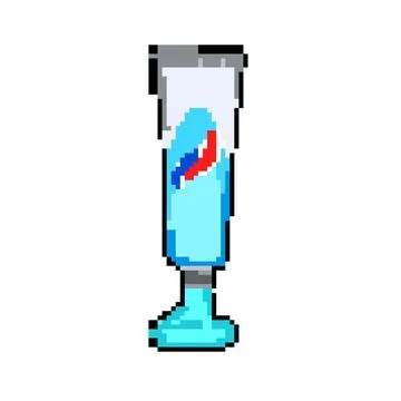 Toothbrush toothpaste pixel art vector illustration Ilustración de archivo
