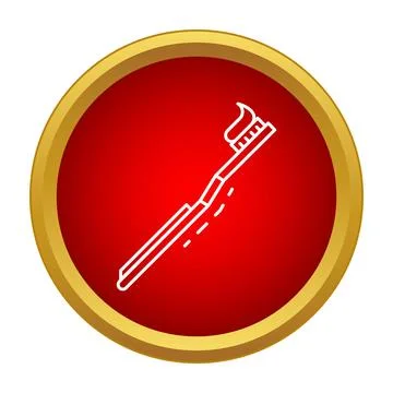 Toothbrush with toothpaste on red circle background 스톡 일러스트