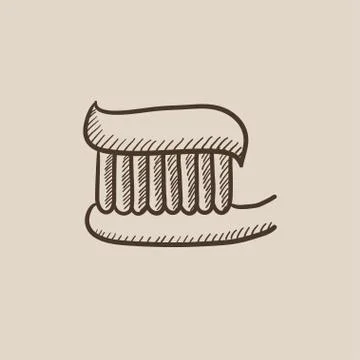 Toothbrush with toothpaste sketch icon Stock Illustration