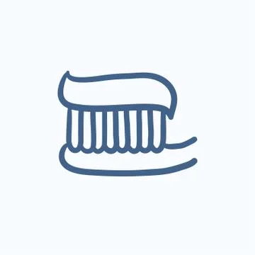 Toothbrush with toothpaste sketch icon Stock Illustration
