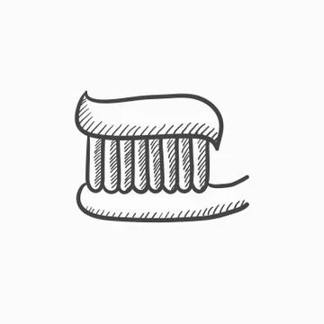 Toothbrush with toothpaste sketch icon Stock Illustration