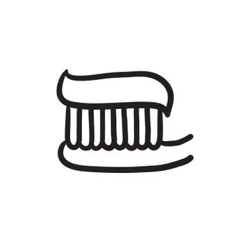 Toothbrush with toothpaste sketch icon Stock Illustration