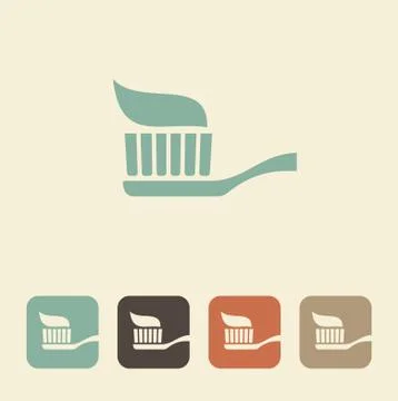 Toothbrush with toothpaste. Vector icon Stock Illustration