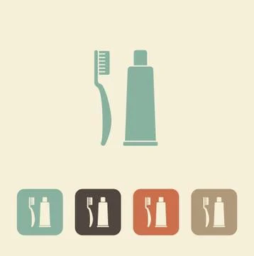 Toothbrush with toothpaste. Vector icon Stock Illustration