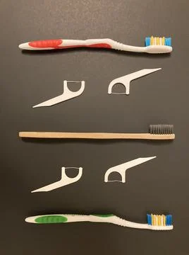 Toothbrushes and Floss Foto stock