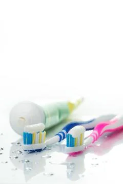 Toothbrushes and toothpaste Stock Photos