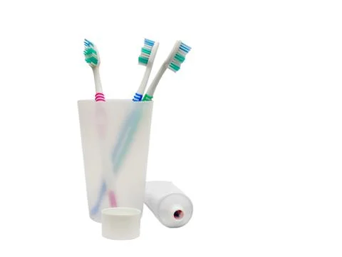 Toothbrushes and toothpaste Stock Photos