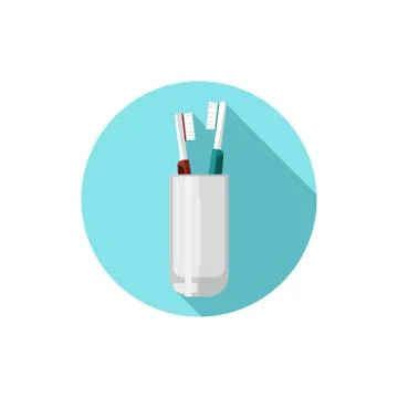 Toothbrushes cup simple flat design vector Stock Illustration