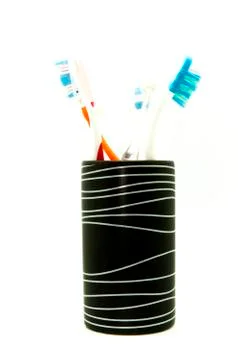 Toothbrushes glass 写真素材