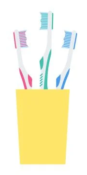 Toothbrushes in a glass vector icon flat Stock Illustration