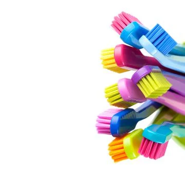 Toothbrushes Group Isolated Over White Background Stock Photos