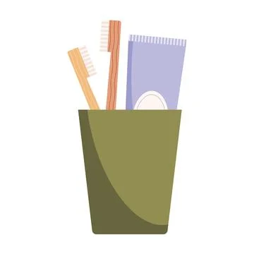 Toothbrushes in hold Stock Illustration