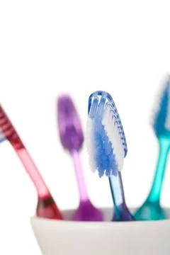 Toothbrushes isolated on white background Stock Photos