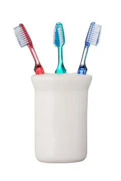 Toothbrushes isolated on white background Stock Photos