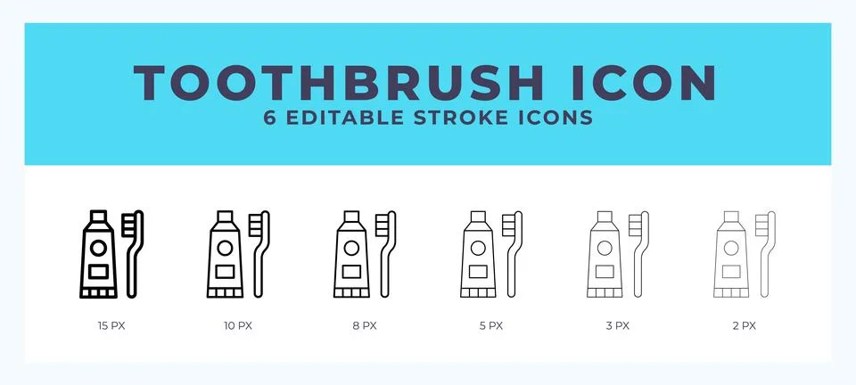 Toothbrushes line icon illustrations with editable strokes. Stock Illustration