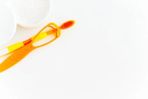 Toothbrushes on a white background Stock Photos