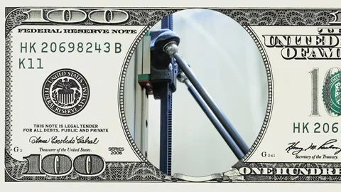 Toothed driven gear lever of robot 100 dollar bill Stock Footage 97001182