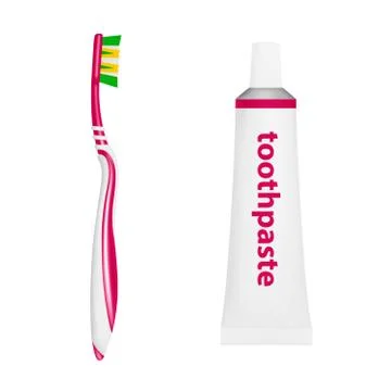 Toothpaste and brush in vector on white background. 스톡 일러스트