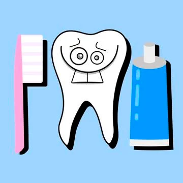 Toothpaste and healthy tooth vector illustration. Dentist Ilustración de archivo