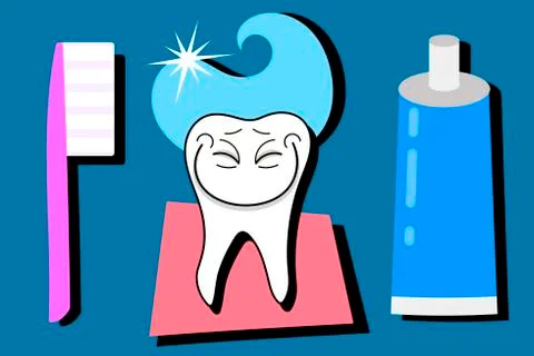 Toothpaste and healthy tooth vector illustration. Dentist Illustrazione stock