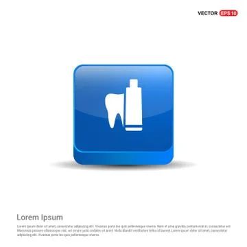 Toothpaste and tooth icon - 3d Blue Button Stock Illustration